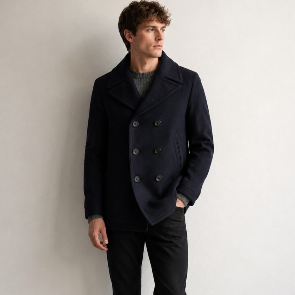 Club Monaco Mens Italian Wool Peacoat Small